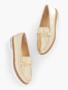 TALBOTS LAURA LINK LEATHER LOAFERS - METALLIC - GOLD - 9 1/2 M TALBOTS