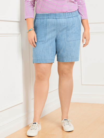 Talbots Petite - Pull-on Shorts - Chambray - Blue - 2xs - 100% Cotton