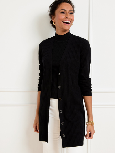 Talbots Ribbed V-neck Cardigan Sweater - Black - 3x  In Black