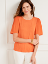 Talbots Pleated Sleeve Crewneck T-shirt - Cantaloupe - 3x