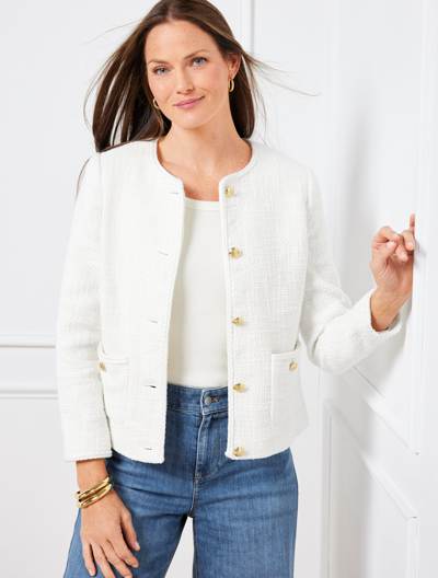 Talbots Plus Size - Amherst Tweed Collarless Jacket - Ivory - 20 - 100% Cotton