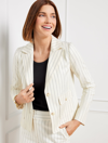 Talbots Petite - Cropped Jacket - Sunny Pinstripe - Ivory/black - 14  In Ivory,black