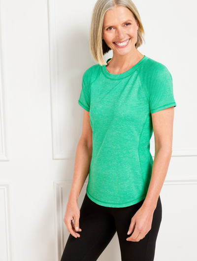 Talbots Petite - Active Stretch Jersey Crewneck T-shirt - Springhill Green - Large