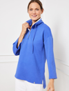 Talbots Mixed Quilt Button Neck Pullover Sweater - Biscayne Blue - 3x  In Biscayne Blue