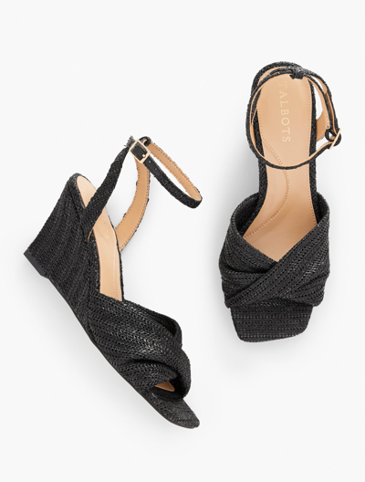 Talbots Anya Twist Raffia Wedges - Black - 10m