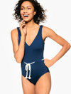 Talbots Sun Ocean Sand Tie Waist One Piece - Ink - 16  In Ink