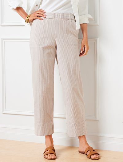 Talbots Plus Size - Pull-on Wide Leg Crops Pants - Strolling Stripes - Simply Taupe/white - 2x  In Simply Taupe,white