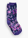 Talbots Swirl Floral Trouser Socks - Purple Plum - 001  In Purple Plum