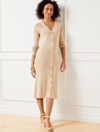 TALBOTS BUTTON FRONT RIBBED SWEATER DRESS - GOLD CAMEL - X TALBOTS