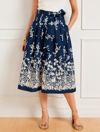 Talbots Petite - The Piper Pleated Patio Skirt - Falling Floral - Ink/ivory - 12 - 100% Cotton  In Ink,ivory