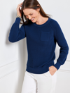 Talbots Plus Size - Patch Pocket Crewneck Sweater - Admiral Blue - 3x