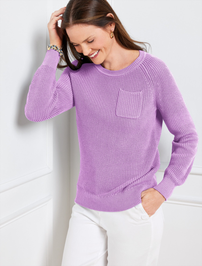 Talbots Plus Size - Patch Pocket Crewneck Sweater - Wisteria Purple - X