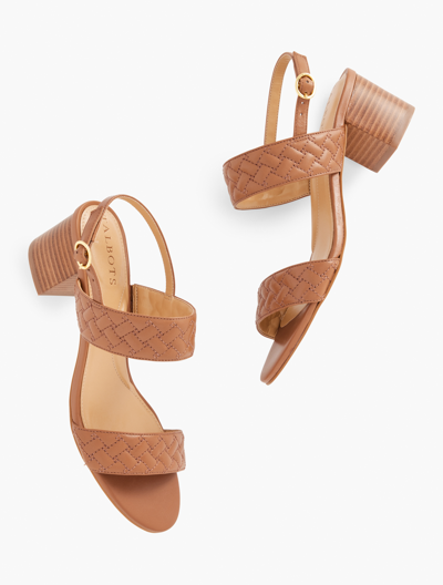 Talbots Mimi Sandals - Quilted Leather - Havana Tan - 11m