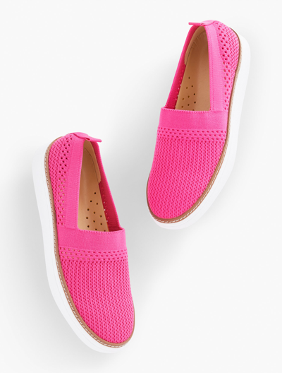 Talbots Brittany Knit Slip-on Sneakers - Pink Cerise - 7 1/2 M - 100% Cotton