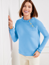 Talbots Ruffle Trim Raglan Sweatshirt - Fresh Water Blue - 2x - 100% Cotton