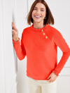Talbots Plus Size - Ruffle Trim Raglan Sweatshirt - Sunlit Coral - 2x - 100% Cotton