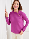 Talbots Plus Size - Ruffle Trim Raglan Sweatshirt - Vivid Mulberry - 2x - 100% Cotton