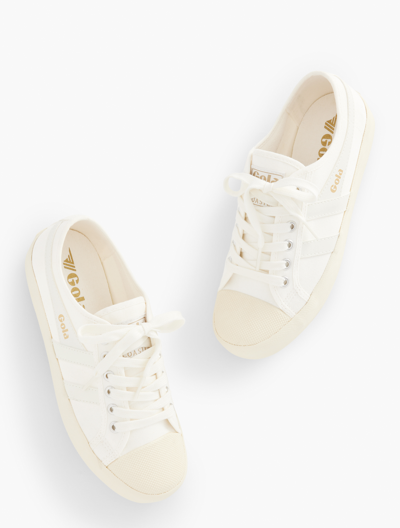 Talbots Â® Coaster Sneakers - Off White/gold - 6 1/2 M - 100% Cotton  In Off White,gold