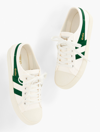 Talbots Â® Coaster Sneakers - Off White/green - 9 1/2 M - 100% Cotton  In Off White,green