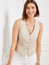Talbots Linen Blend Slub Vest - Tan - 22  In Tan