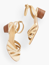 Talbots Mimi Metallic Leather Ankle Strap Sandals - Gold - 11m  In Gold