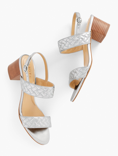 Talbots Mimi Quilted Leather Sandals - Metallic - Silver - 7m