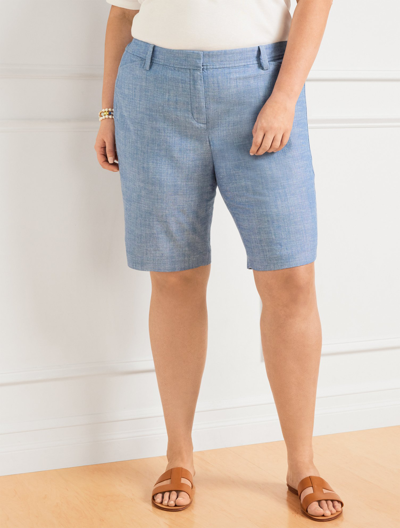 Talbots Plus Size - Perfect Shorts - 10.5â - Newport Chambray - Light Blue - 24 - 100% Cotton