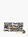 TALBOTS SATEEN TWIRLING FLORAL BAMBOO CLUTCH - BLACK - 001 TALBOTS
