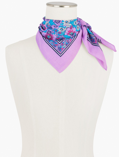 Talbots Blooming Floral Neckerchief - Cheerful Blue - 001 - 100% Cotton  In Pink