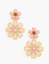 TALBOTS FLOWER DROP EARRINGS - FRENCH PINK/GOLD - 001 TALBOTS