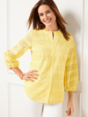 Talbots Misses - Eyelet Button Front Top - Daisy - Small - 100% Cotton