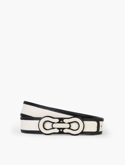 Talbots Buckle Leather Belt - Ivory - Large
