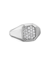 David Yurman Men's Streamline Signet Ring With Diamonds In Silver, 14mm