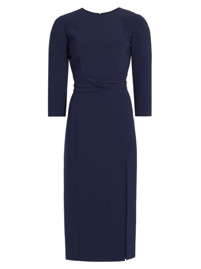 Carolina Herrera Women's Twisted Crepe Midi-dress In Midnight