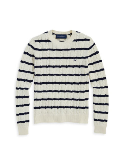 Vineyard Vines Little Boy's & Boy's Striped Cotton-cashmere Cable-knit Jumper In Marshmallow