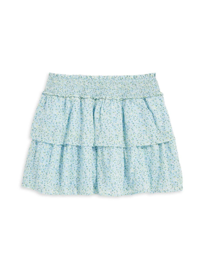 Vineyard Vines Little Girl's & Girl's Floral Print Smocked Skirt In Tiny Floral Jake Blue