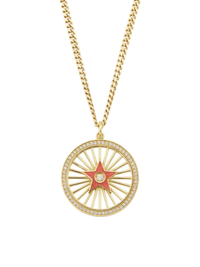 Andrea Fohrman Women's 18k Yellow Gold, Enamel & 0.26 Tcw Diamond Starburst Pendant Necklace