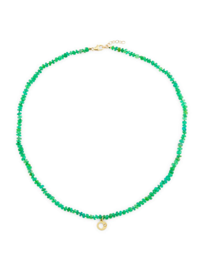 Andrea Fohrman Women's Small 14k Yellow Gold, Ethiopian Opal Bead Knotted Necklace In Green