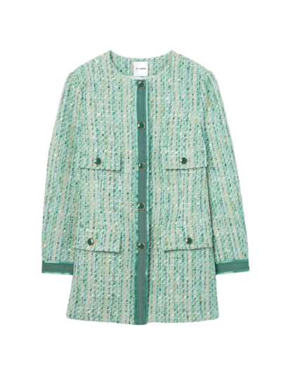 St John Women's Lurex Slub Tweed Jacket In Blue