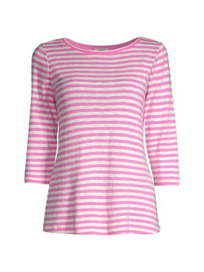 Nic + Zoe Women's Stripe Boatneck T-shirt In Pink Multi