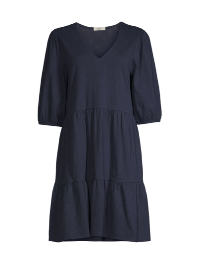 Nic + Zoe Women's Shirred Seam V-neck Dress In Dark Indigo