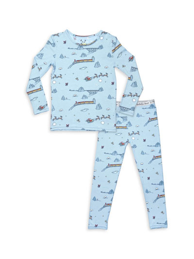 Bellabu Bear Baby's, Little Kid's & Kid's Polar Express Pajamas Set In Med Blue