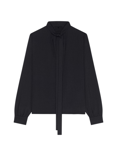 Givenchy Women's Blouse In 4g Silk With Lavalliere In Black