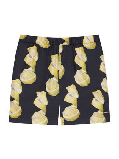 Givenchy Long Printed Swim Shorts In Black/yellow