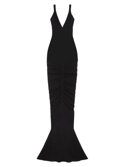 Givenchy Open-back Ruched Crepe Gown In Black