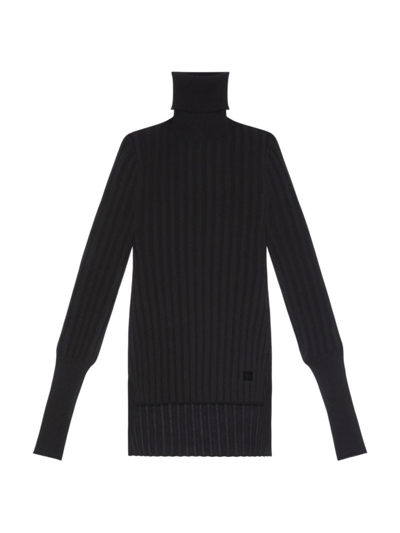 Givenchy Asymmetrical Turtleneck Sweater In Cashmere In Black