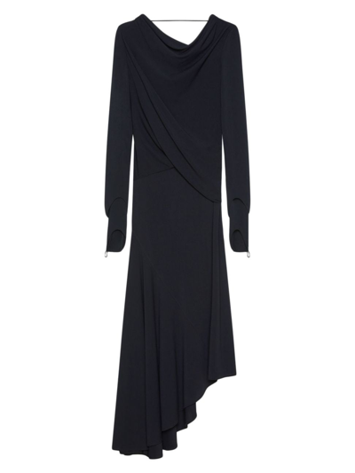 Givenchy Women's Asymmetric Draped Dress In Crepe Jersey In Black