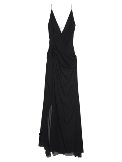 Givenchy Women's Evening Draped Dress In Silk With Pearl Chains In Black