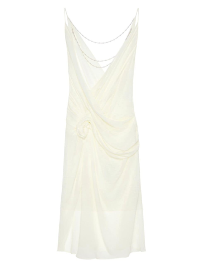 Givenchy Women's Draped Dress In Silk With Pearl Chains In Butter
