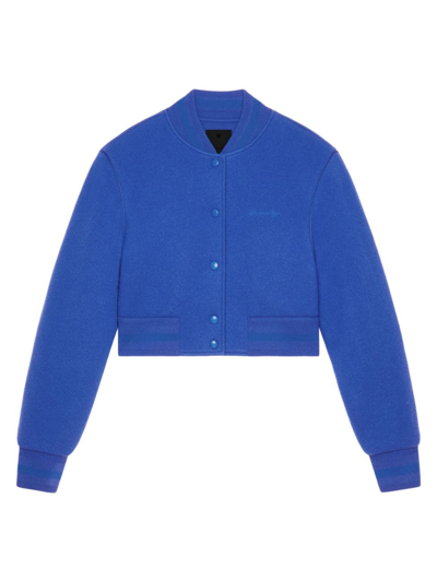 Givenchy Cropped Varsity Jacket In Wool In Iris Purple